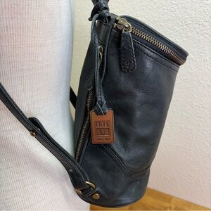Frye Melissa Mini Leather Backpack Bucket Bag Black - Rare